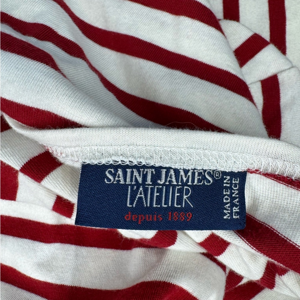 Saint James Red and White Striped Long Sleeve Tee - Picture 10 of 11